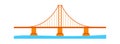 Bridge construction between two coasts flat icon Architecture element