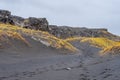 Bridge between continents in Iceland black sand forming dunes Royalty Free Stock Photo