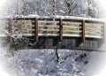 Bridge covered  new snow in state park Royalty Free Stock Photo