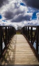 A bridge that crosses a pond in a local park in Chardon, Ohio Royalty Free Stock Photo