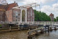 Bridge Pelserbrugje crossing city canal in Zwolle