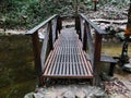 Bridge crossing the stream of waterfall,Thailand