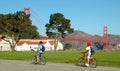 Bridge Cyclists Royalty Free Stock Photo