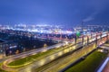 The bridge of the Danube Avenue, across Pulkovskoe highway. Russia. Saint-Petersburg. 25 November. 2017.