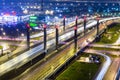 The bridge of the Danube Avenue, across Pulkovskoe highway. Russia. Saint-Petersburg. 25 November. 2017.