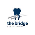 The bridge dental center logo, scene dental implant become bridge vector