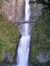 Bridge by Double Waterfall on the Columbia River, Oregon Royalty Free Stock Photo