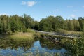 Bridge Ensilage Farm landscape  in Sweden Royalty Free Stock Photo