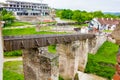 The bridge at the entrance of the Corvin Castle, Hunedoara, Romania Royalty Free Stock Photo