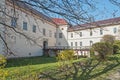 The bridge at entrance to castle of Uzhhorod, Ungvar, in Ukraine Royalty Free Stock Photo