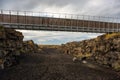 Bridge between Europe and North America continents in Reykjanes, Iceland