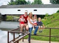 Bridge and Family of Five Royalty Free Stock Photo