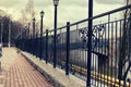 Bridge fence wrought with lights