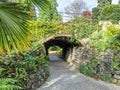 Bridge in the Fern Dell Grotto at Brodsworth Hall Royalty Free Stock Photo