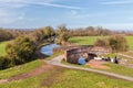 Bridge and Flight of Locks, Worcester and Birmingham Canal, England. Royalty Free Stock Photo