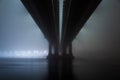 Bridge in the fog or mist by night Royalty Free Stock Photo