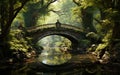 Bridge in the Forest: Beautiful Greenery View\