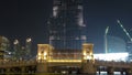Bridge and fountains in front of Burj Khalifa, Dubai, Emirates timelapse