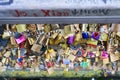 Bridge full of eternal love lockers in paris