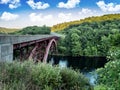 Bridge going over the Clarion River near Clarion, Pennsylvania, not far from the Allegheny National Forest. Green Trees, Bridge