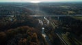 A bridge going over a valley and River Royalty Free Stock Photo