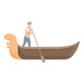 Bridge gondolier icon cartoon vector. Venice gondola Royalty Free Stock Photo