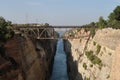 Bridge between the greek mainland and Peloponnese peninsula over Corinth Canal Royalty Free Stock Photo