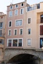 Bridge historical city center canal Robine Narbonne france Royalty Free Stock Photo