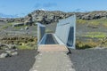 Bridge in Iceland over Eurasian tectonic fissure