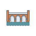 Color illustration icon for Bridge, viaduct and construction