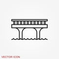 Bridge icon in flat style. Road business concept