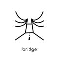 Bridge icon. Trendy modern flat linear vector Bridge icon on white background from thin line Architecture and Travel collection