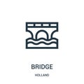 bridge icon vector from holland collection. Thin line bridge outline icon vector illustration. Linear symbol for use on web and Royalty Free Stock Photo