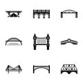 Bridge icons set, simple style