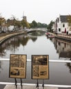 Bridge and info over Klein Diep in Dokkum, Holland