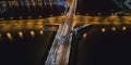 Bridge infrastructure in Night view . Ai Generated Drone view