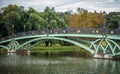 Bridge inside Tsaritsyno park with colorful tree