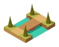 Bridge isometric. 3d isolated drawing elements of a modern urban infrastructure for games or applications. Bridge across Royalty Free Stock Photo