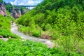 Bridge in Jermuk city, view of the river at the waterfall Royalty Free Stock Photo