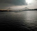 Bridge, kolkata clude raining offlight Royalty Free Stock Photo
