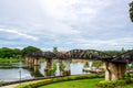 Bridge of the Kwai river in Thailand Royalty Free Stock Photo