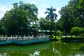 Bridge and lake at Chinese garden inside Rizal park in Manila, Philippines Royalty Free Stock Photo