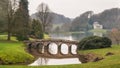 The bridge, lake and Pantheon at Stourhead in Wiltshire