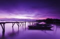 Bridge and lakes in night sky Royalty Free Stock Photo