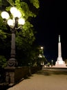 Bridge with lampposts across canal in Riga city, Latvia Royalty Free Stock Photo