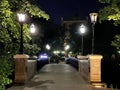 Bridge with lampposts across canal in Riga Royalty Free Stock Photo