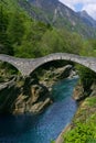Bridge in Lavertezzo, Verzasca Valley Royalty Free Stock Photo