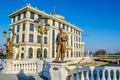 bridge leading towards the Ministry of Foreign Affairs and the Financial Police in skopje is decorated by many statues