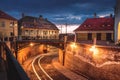 The Bridge of Lies at sunset in Sibiu, Romania Royalty Free Stock Photo