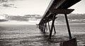 Bridge and lighthouse in the Mediterranean sea